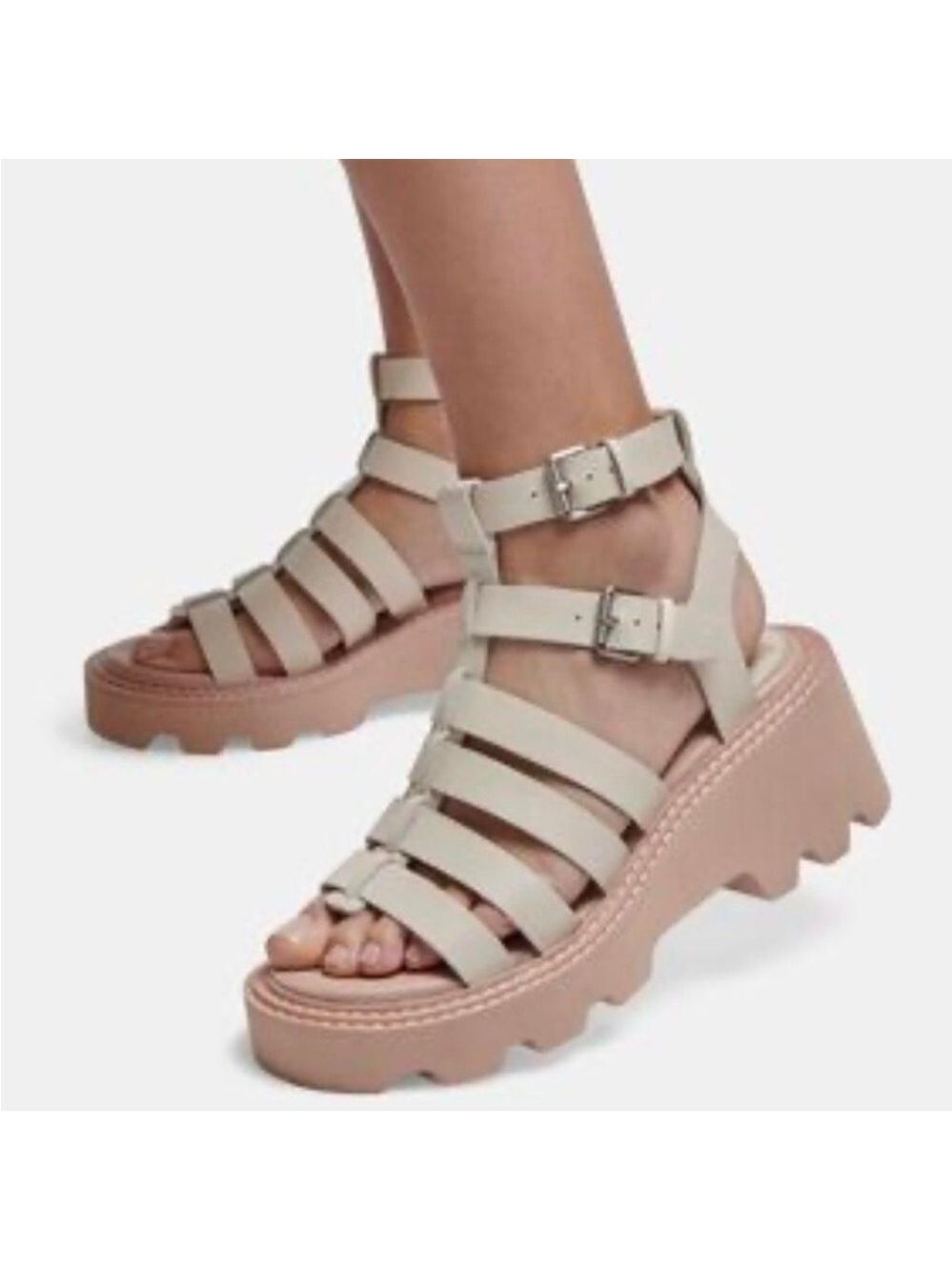 Dolce Vita Galore Lug Sole Ivory Leather Gladiator Platform Sandals - NWT